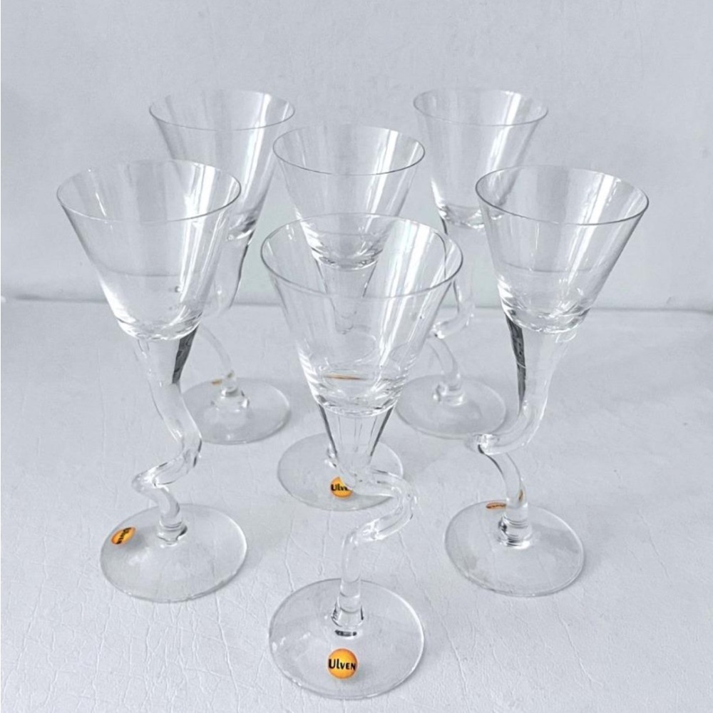 6 New Ulven Sweden Twisted Stem Cordial Liqueur Glasses | 5¾" | Scandinavian